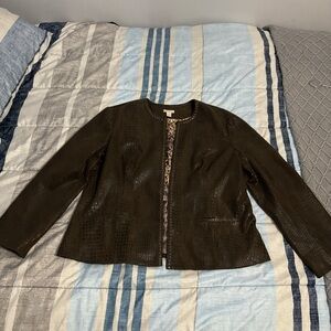 Chico's Dark Brown Faux-Snake Cropped Jacket